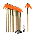 Produktbild: com-four® 12x Zeltheringe - robuste Stahl-Heringe mit Gewinde und Seil-Halterung 20,5 cm lang - Felsboden-Erdnägel für Camping und Outdoor - Zelthaken für harten Boden und Holz