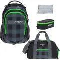 Produktbild: Schulrucksack Jungen 4T Set Elephant Sporttasche Mä Box 12609 Plaid Grün rsmbr
