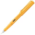 Produktbild: Lamy safari mango Füller - Füllhalter mit ergonomischem Griff & polierter Stahlfeder in Strichbreite F - robuster ASA-Kunststoff - inkl. Tintenpatrone T 10 blau - Rechtshänder