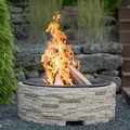 Produktbild: Westmann Aluminium Feuerstelle Inkl. Abfanggitter Steinoptik  Braun  90x90x51 Cm