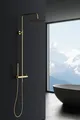 Produktbild: Duschset Duschsystem mit Amatur, Regendusche und Hanbrause  gold 88-118x20 cm