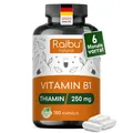 Produktbild: Vitamin B1 Thiamin Kapseln, 250 mg pro Kapsel, Hohe Bioverfügbarkeit - RAIBU