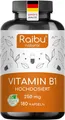Produktbild: Vitamin B1 Thiamin Kapseln, 250 mg pro Kapsel, Hohe Bioverfügbarkeit & Laborgeprüft, 180 St - RAIBU