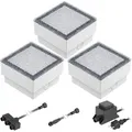 Produktbild: ledscom.de LED Pflaster-Stein Gorgon Boden-Einbauleuchte für außen, 10x10cm, 12V, warm-weiß 3er Set