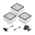 Produktbild: ledscom.de LED Pflaster-Stein Gorgon Boden-Einbauleuchte für außen, 10x10cm, 12V, warm-weiß 3er Set