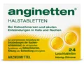 Produktbild: anginetten Halstabletten | schmerzlindernde Lutschtabletten Honig-Zitronen Geschmack | bei Halsschmerzen, Rötungen und Schwellungen im Mund | beruhigt den Hals und desinfiziert den Mund | 24 Stück