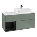 Produktbild: V&B Waschtischunterschrank Abdeckplatte Gl. wh. m Finion 120cm, Reg li bla m Lac, Oli. m Lacquer