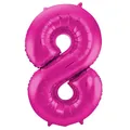 Produktbild: XL Folienballon Zahl 8 in magenta, 86 cm, 1 Stück, Helium Ballon (unbefüllt)