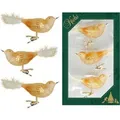 Produktbild: Krebs Glas Lauscha Weihnachtsornamente Vogelset Gold 3-tlg. 7cm