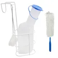 Produktbild: Set: Urinflasche PP + Betthalter + Bürste, 1000 ml für Männer milchig | Medi-Inn