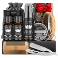 Produktbild: Bartpflege Set für Männer Alles-in-1: Bart Geschenke Geburtstagsgeschenk Weihnachtsgeschenke für Männer mit 40ML Bartöl, Bartbürste, Bartshampoo, Bartbalsam, Bartkamm & Rasiermesser, Männergeschenk