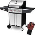 Produktbild: deluxe4home® Gasgrill BBQ Grillwagen mit Deckel I 3+1 Seitenbrenner XXL Grill Rollbar Seitenablage I inkl. Grillhandschuh und Grillthermometer I Rollgrill Standgrill