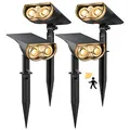 Produktbild: Linkind Solar Außenlampe mit Bewegungsmelder, 3000K Warmweiß, 3 Modi (inkl. Dauerlicht), 1000Lm wegeleuchte von 2 Installation, StarRay IP67 Solar LED Strahler Garten für Carport, 4 Stück