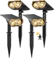 Produktbild: Linkind Solarlampen Bewegungsmelder 3 Modi 2 Montage 3000K Warmweiß 4 Stück
