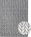 Produktbild: Primaflor Indoor- & Outdoorteppich REVERSO Knitted Grau 160x220cm - Wetterfester Wendeteppich - Flachgewebte Lounge Teppich für Balkon & Terrasse