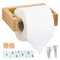Produktbild: HENNEZ Toilettenpapierhalter Holz Bambus, Klopapierhalter ohne Bohren, Klorollenhalter WC Rollenhalter Toilettenpapier Halter - Toilet Paper Holder - Toilettenrollenhalter Holz - Bad Zubehör Bambus