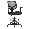 Produktbild: SONGMICS Arbeitsstuhl, Bürostuhl, Sitzhöhe 55-75 cm, hoher Drehstuhl mit Verstellbarer Fußstütze, Belastbarkeit 120 kg, schwarz OBN25BK