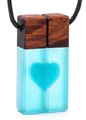 Produktbild: Herz Pärchen Ketten - Handgemachter Schmuck aus Holz und Epoxidharz Resin für...