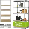 Produktbild: Schwerlastregal Basic 200x100x60 Cm – Lagerregal Mit 5 Böden – Max. 875 Kg - Metall Verzinkt - Regale Kellerregal Metallregal Silber - Juskys