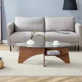 Produktbild: Couchtisch Aus Sicherheitsglas Transparent Und Mdf In Walnussoptik, Oval, 104,9 X 60 Cm
