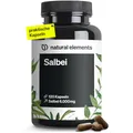 Produktbild: natural elements Salbei – 120 Kapseln – 6000mg pro Tagesdosis – Salbei Extrakt 10:1 – vegan, hochdosiert, ohne unnötige Zusätze – in Deutschland produziert & laborgeprüft