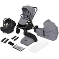 Produktbild: Lionelo Kinderwagenset No, Grau, 3-teilig, 62x110x93 cm, EN 1888, Baby on Tour, Kinderwagen, Kombikinderwagen