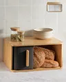 Produktbild: Holz Roll Brot Kasten Schwarz Groß Aufbewahrung Behälter Backwaren Box 40  cm