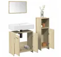 Produktbild: vidaXL Badmöbel-Set, 3-tlg. Badmöbel-Set Sonoma-Eiche Holzwerkstoff