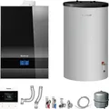 Produktbild: Buderus GB192i.2 Logaplus Gas-Brennwert Paket W50 schwarz mit Regelung BC400, RC220 und Warmwasserspeicher S120 - 15 kW - 7739621188