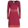 Produktbild: Vishes Tunikakleid Damen Langarm Longshirt-Kleid Sweatkleid Shirt-Kleid Tunika-Kleid Hippie, Guru, Retro Style rot 36