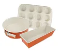Produktbild: Dr. Oetker Backformen-Set DieMaus, runde Springform, hochwertige Kastenform aus Stahlblech, Formen mit Antihaftbeschichtung, langlebige Muffinform (Farbe: Maus-Orange/Creme), Menge: 1 x 3er Set