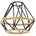 Produktbild: ledscom.de Käfig Lampenschirm mit Hanfseil, Diamant, schwarz, 155mm Ø