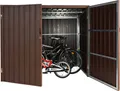 Produktbild: WPC-Fahrradgarage HWC-J29, Geräteschuppen Fahrradbox, Metall Holzoptik abschließbar 4 Räder 172x213x160cm braun