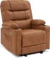 Produktbild: M MCombo Relaxsessel mit Liegefunktion, Fernsehsessel elektrisch verstellbar, TV Sessel, Recliner Chair, atmungsaktiver Kunstleder, USB & Getränkehalter, Wohnzimmer, 7033 (Braun)