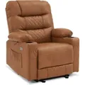 Produktbild: M Mcombo Relaxsessel Mit Liegefunktion, Fernsehsessel Elektrisch Verstellbar, Tv Sessel, Recliner Chair, Atmungsaktiver Kunstleder, Usb & Getränkehalter, Wohnzimmer, Braun 7033