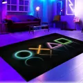 Produktbild: CARPETIA Teppich Gaming-Zimmer rutschfest Neon flach pflegeleicht waschbar strapazierfähig saugrobotergeeignet Jugendzimmer Wohnzimmer modernes Dekor stylisch in Schwarz & Neonfarben 50 x 90 cm