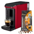 Produktbild: Tchibo Kaffeevollautomat Esperto mini für Caffè Crema und Espresso, nur 16cm breit, klein und kompakt, geeignet für jede Küche, Rot - INKLUSIVE Kaffeeprobierset GRATIS