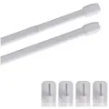 Produktbild: Bestlivings Vitragestange 2er-Pack, Ø 10 mm, 1-läufig, ausziehbar, mit Selbstklebehaken, geklebt, Edelstahl, für Küchen- & Bistrogardinen weiß Ø 10 mm x 40 cm - 60 cm
