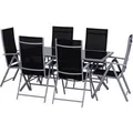 Produktbild: Outsunny Sitzgarnitur Aluminium Texteline-Stoff Sicherheitsglas 7-tlg Schwarz+Silber