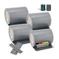 Produktbild: Juskys PVC Sichtschutzstreifen Doppelstabmatten Zaun 4er Set á 35m x 19cm - Zaunfolie - hellgrau
