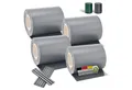 Produktbild: Juskys Sichtschutzstreifen PVC Sichtschutzstreifen 4er Set, Doppelstabmatten Zaun 4er Set á 35m x 19cm, Zaunfolie