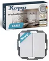 Produktbild: Kopp PARIS Wechselschalter-Unterputz in Arktis-Weiß - Hochwertiger Lichtschalter mit 10AX Schaltvermögen - IP20 Wandschalter mit Wippe & Steckklemmen - Stilvoller Wechsel- & Aus-Schalter 250V~