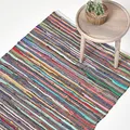 Produktbild: Homescapes Chindi-Teppich, handgewebt aus 100% recycelter Baumwolle, 70 x 120 cm, Flickenteppich mit bunten Streifen