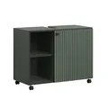 Produktbild: trendteam smart living - PureBliss - Waschbeckenunterschrank auf Rollen - Grün - Rillenoptik - 2 offene Fächer + 1 Einlegeboden - (BxHxT) 80 x 64 x 42cm - edle Metallgriffe