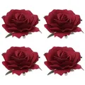 Produktbild: 4er Set Blumen-Haarnadeln Broschen Haarspangen Hochzeit Party Rot