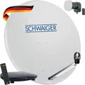 Produktbild: SCHWAIGER SAT-Anlage Satelliten-Set Satellitenschüssel Single-LNB HD-Receiver Fernbedienung digital SAT-Schüssel aus Stahl Hellgrau 80cm 1-Teilnehmer