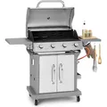 Produktbild: Klarstein Gasgrill für Camping Balkon Garten, Grill mit 4 Brenner, 14400W Edelstahl-Gasgrill, Outdoor Gasgrill mit Seitenbrenner, Gas Grill für P...