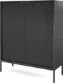 Produktbild: Selsey Highboard Vellore Hochkommode, Schwarz mit geriffelten Fronten, 104 cm