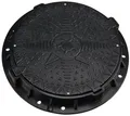 Produktbild: BABYLONPLAST Schachtabdeckung Kanaldeckel Ø600/800 Belastbar bis 12,5 t (125 kN) Kunststoff Schachtdeckel Rund für Kanal B125 Belastbarkeit Frost und Hitzebeständig Sicherungssystem EN - 124 (Schwarz)
