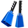 Produktbild: Kuhglocke mit Griff - 2er Pack Kuhglocke Noismakers Laute Rufglocken für Prost, Sportspiele, Hochzeiten, Bauernhof, Blau, 7,6 x 24,6 x 5,1 cm